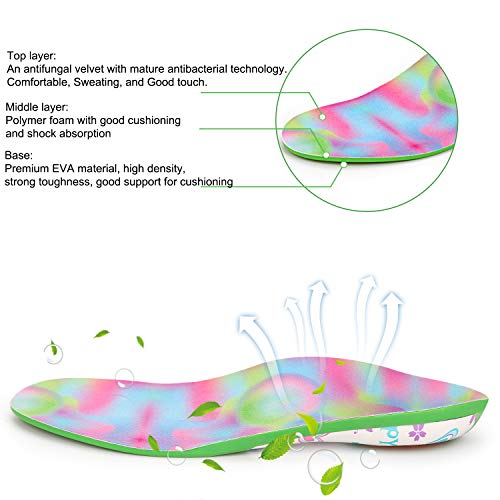 Plantillas para niños Insertos de zapatos Ortesis Comfort Arch Support, Suela interna que absorbe los golpes Cojines para el talón, Pies planos, Pronación por debajo/por encima (35-37 EU)