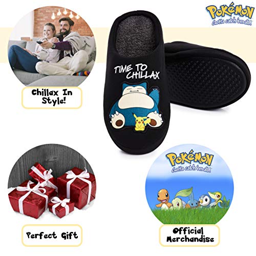 Pokemon Zapatillas de Estar En Casa Hombre Diseño Snorlax y Pikachu, Merchandising Oficial Pokemon, Zapatilla Invierno Suela Goma Dura Interior Exterior, Regalos para Hombres Padres (42/43 EU)