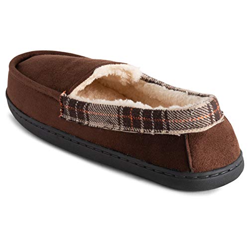 Polar Mujer Espuma De Memoria Tamaño Doble Comodidad Piel Sintética Mocasín Suela De Goma Invierno Felpa Al Aire Libre Acogedora Zapatillas - Marrón Ante - UK5-6/EU38-39 - EA0622