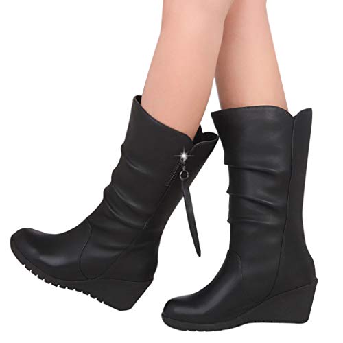 POLP Botas Botas Mujer Invierno Botines y Botas Altas Mujer Botas Altas cuña Botas Altas Mujer Botas de cuña Botines Altos Zapatos Mujer para Lluvia Botas Mujer Altas de Mujer Tacon