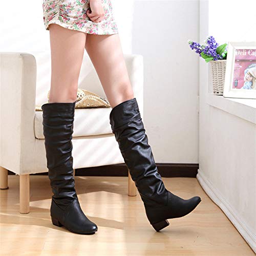 POLP Botas Mujer Invierno Tacones Altos para Vestir Botas Altas Mujer Botas de Cuña Botines de Tacón Mujer Zapatos de Tacon Botas Altas Mujer Rodilla Botas de Caballero Blanco