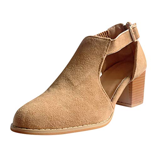 Posional 2019 Zapatos Mujer OtoñO Invierno Botas De Plataforma TacóN Interiores De Cuero Caballero Boots Zip Shoes Retro Punta Estrecha con Hebilla Puntiaguda para Mujer TacóN Cuadrado Individuales