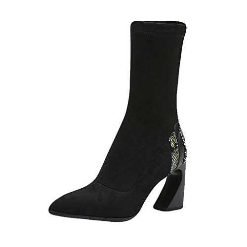 Posional Zapatos Mujeres Botas de Tacones Altos Elegantes Suave Calzado Botines Patrón de Piel de Serpiente Punta con Cremallera Puntiagudas Gruesas Altos Casuales Zapatillas de Deporte