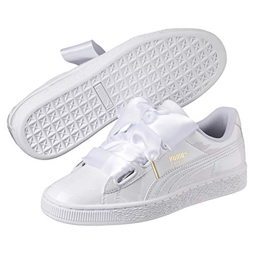 PUMA Basket Heart Patent Wn'S, Zapatillas Mujer, Blanco White White, 42.5 EU