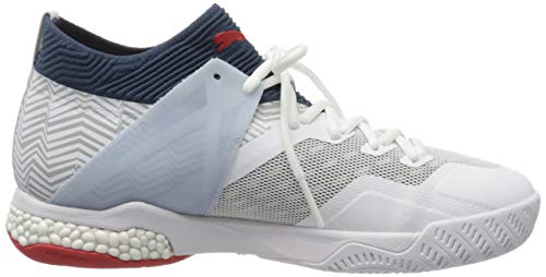 PUMA Explode Eh 1, Botas de fútbol Unisex-Adulto, Blanco White/Dark Denim/High Risk Red/Glacier Gray 01, 37 EU