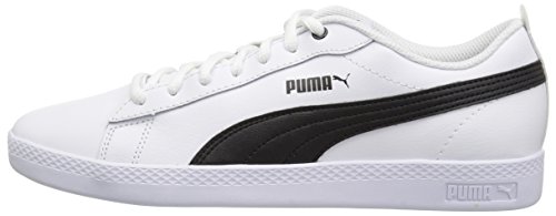 PUMA Smash Wns v2 Leather, Zapatillas Deportivas. Mujer, Blanco Y Negro, 38.5 EU