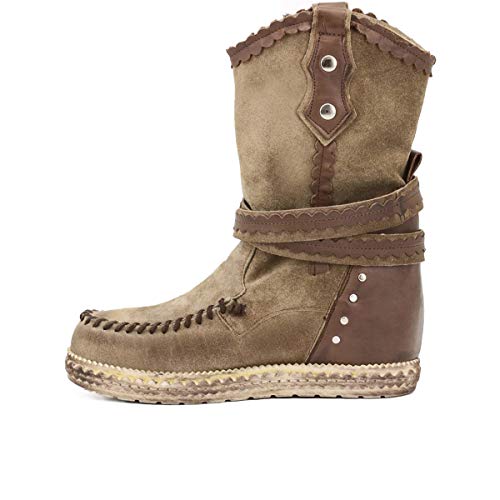 QUEEN HELENA Indianini - Botas de mujer de piel, modelo INDY21, fabricadas en Italia Negro Size: 36 EU