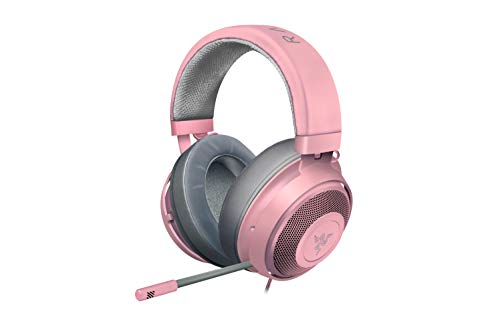 Razer Kraken - Auriculares Gaming con cable para juegos multiplataforma para PC, PS4, Xbox One & Switch, Diafragma 50 mm, Cable de 3.5mm con controles de línea, Rosa (Quartz)