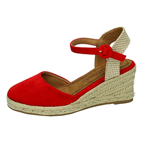 REFRESH 69569 Zapatilla con CUÑA Mujer Alpargatas Rojo 36