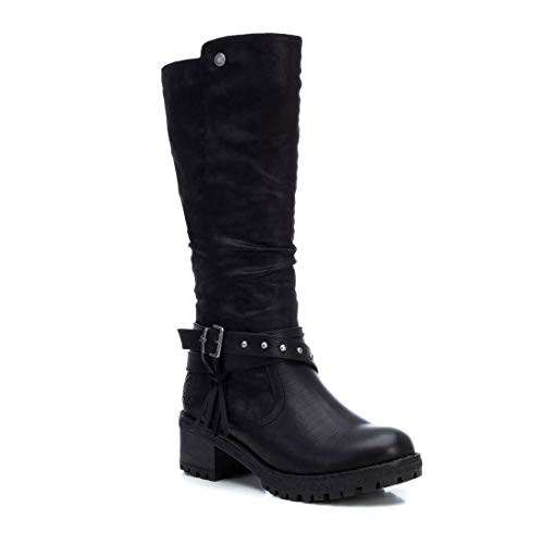 REFRESH - Bota Motera para Mujer - Puntera redonda - Negro - 37 EU