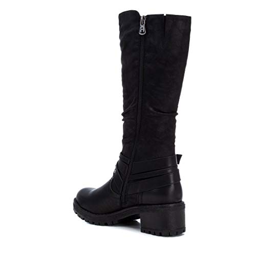 REFRESH - Bota Motera para Mujer - Puntera redonda - Negro - 37 EU