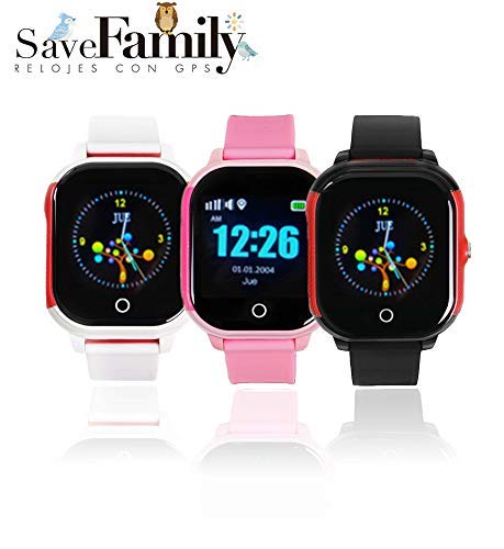 Reloj con GPS para niños Save Family Modelo Junior Acuático IP67. Smartwatch Juvenil. Botón SOS, Anti-Bullying, Chat Privado, Modo Colegio, Llamadas y Mensajes. App Propia. Negro