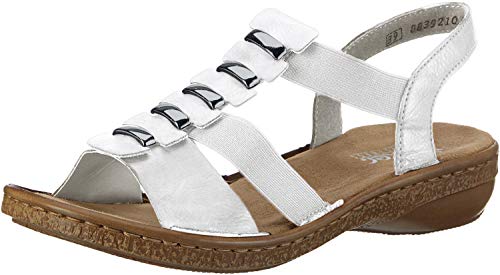 Rieker Frühjahr/Sommer 62850, Sandalias con Cuña Mujer, Blanco (Weiss / 80), 38 EU