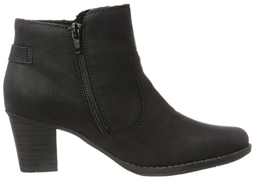 Rieker Mujer Botines L7661, señora Ankle Boots, Botas,Botas de Media caña,Botines,botín,Tobillo Alto,Cremallera,Schwarz/Schwarz,40 EU / 6.5 UK