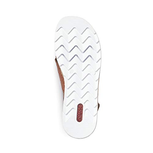 Rieker Mujer Sandalias de Vestir V79B4, señora Sandalias de cuña,Zapatos del Verano,cómodo,Plana,Braun,37 EU / 4 UK