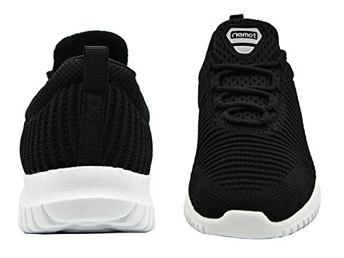 riemot Zapatillas Deportivas para Hombre, Zapatos para Correr Deporte al Aire Libre Running Fitness Gimnasio Súper Ligeras y Transpirables Sneakers Calzado Casual, M - Negro EU 45