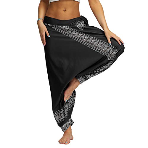 RISTHY Pantalones Anchos Mujer Pantalones Harem Talla Grande Holgados Ocasionales Boho Aladdin Pantalones de Yoga Pantalones Harén de Playa Vacaciones