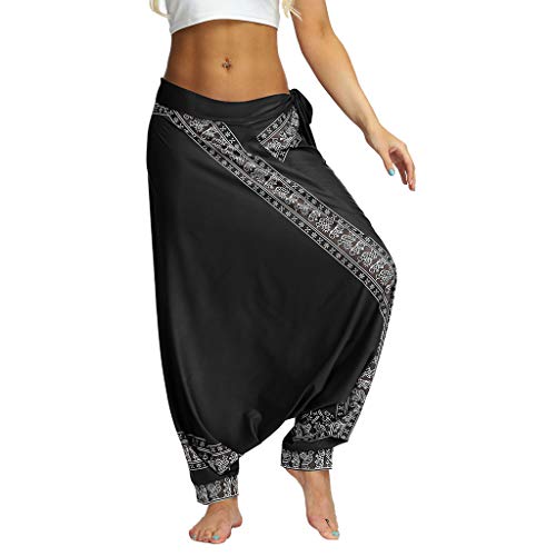 RISTHY Pantalones Anchos Mujer Pantalones Harem Talla Grande Holgados Ocasionales Boho Aladdin Pantalones de Yoga Pantalones Harén de Playa Vacaciones