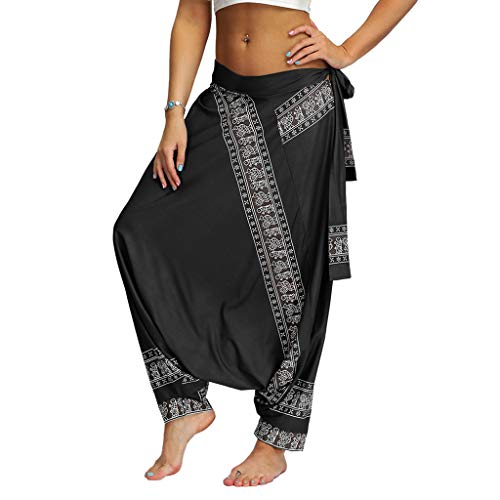 RISTHY Pantalones Anchos Mujer Pantalones Harem Talla Grande Holgados Ocasionales Boho Aladdin Pantalones de Yoga Pantalones Harén de Playa Vacaciones