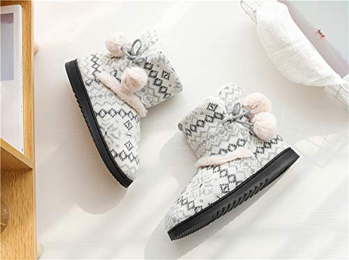 Rojeam Zapatillas de Estar por Casa para Unisexo Botas de Casa Invierno Pantuflas Peluche Cerradas