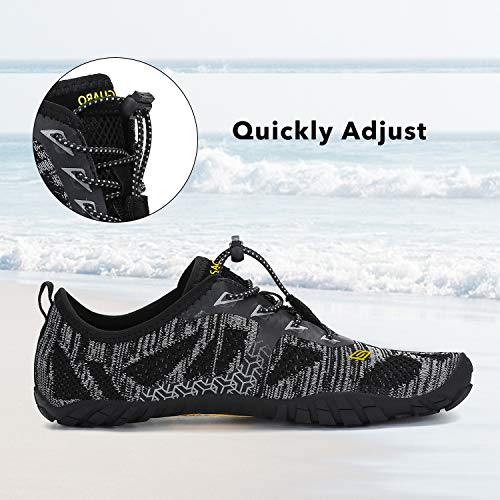 SAGUARO Escarpines para Hombre Mujeres Descalzo Zapatos de Playa Respirable Zapatos de Agua Antideslizante Zapatos Minimalistas Impermeables de Trail Running, Negro 46