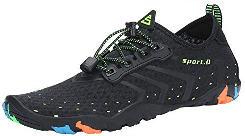 SAGUARO Escarpines Zapatos de Agua Calzado Playa Zapatillas Deportes Acuáticos para Buceo Snorkel Surf Natación Piscina Vela Mares Rocas Río para Hombre Mujer (Negro,41 EU)