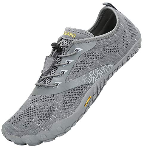 SAGUARO Hombre Mujer Zapatos Minimalistas Comodas Respirable Zapatillas de Trail Running Ligeras Calzado Barefoot Antideslizante para Gimnasio Fitness Senderismo Montaña, Gris 45 EU