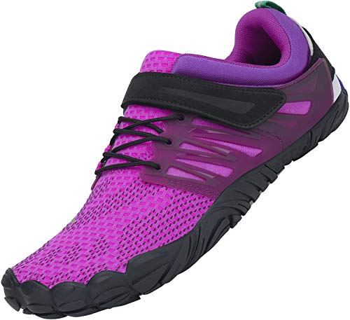 SAGUARO Transpirables Cinco Dedos Zapatillas de Deportes Masculina Femenino Bucle de Gancho Zapato Descalzos Ventilado Minimalista Zapatos de Baño Anfibio Cycling 2020, Trail Morado 39