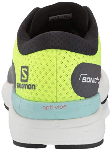 Salomon, Sonic 3 Confidence - Tenis de correr para hombre, negro (Ébano/Blanco/Amarillo Seguridad), 42.5 EU