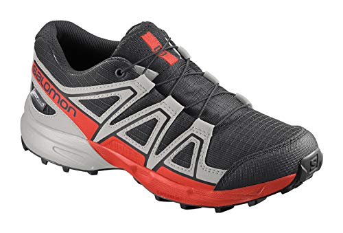 Salomon Speedcross CSWP J, Zapatillas De Trail Running Y Outdoor Actividades Impermeables, Rojo/Negro (Black/Lunar Rock/Cherry Tomato), 33 EU