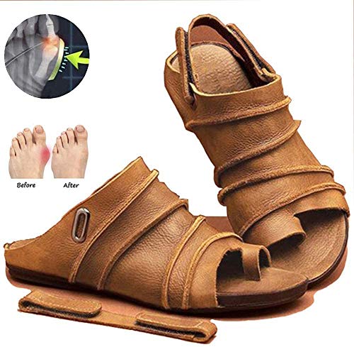 Sandalias Correctoras De Pie De Juanete Valgus Para Mujer, Calzado Ortopédico De Hueso Del Dedo Gordo Con Soporte De Arco, Sandalia De Cuero Para Aliviar El Dolor, Síntomas De Juanete,A,40