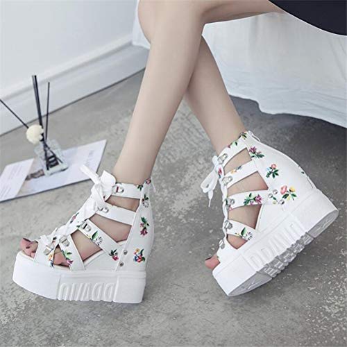 Sandalias De Cuña Para Mujer Plataforma De Verano Calzado De Tacón Alto Zapatos De Punta Abierta Fiesta De Vacaciones Casual Zapatos Con Cordones Para Mujer