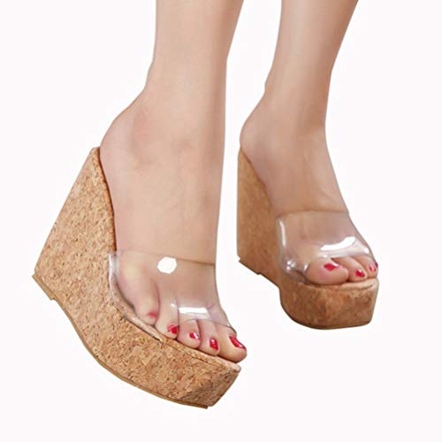 Sandalias De Cuña Para Mujer Plataforma De Verano Zapatos De Tacón Con Punta Abierta Fiesta De Boda Vacaciones Señoras Zapatillas De Tacón Alto