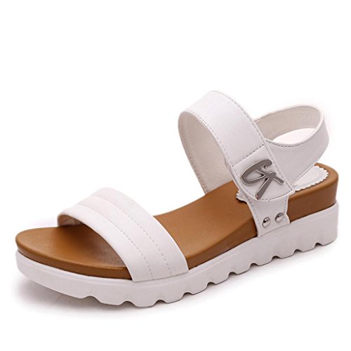 Sandalias De Mujer, K-youth Moda Sandalias Mujer Verano 2018 Tacon Alto Fondo grueso Sandalias Romanas Mujer Elegante Sandalias Plataformas Mujer Fiesta Playa Zapatos Mujer Verano Baratos (39, Blanco)