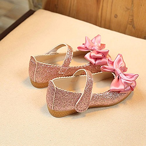 Sandalias de Vestir Niña K-youth® Zapatos Bebe Niña Verano Bowknot Scrub Zapatos de Cuero Zapatos Planos Zapatos de Princesa Chicas Zapatos de Baile Cumpleaños Fiesta (Tamaño (CN): 24, Rosa)