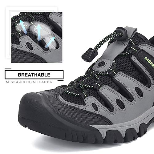 Sandalias Hombre Verano Senderismo Transpirable Antideslizante Cerradas Zapatos Trekking Montaña Playa Gris 46