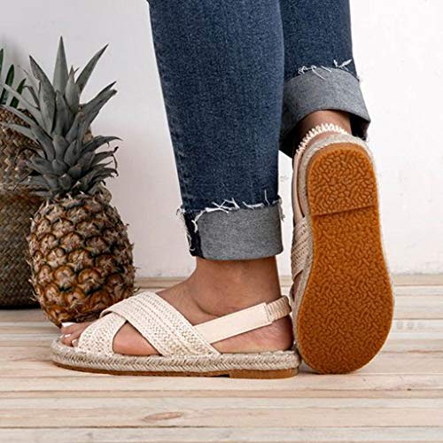 Sandalias Mujer Sandalias Mujer Verano 2019 Sandalias Planas Sandalias de Vestir Playa Chanclas para Mujer Zapatos Sandalias de Punta Abierta Roma Casual Sandalias Fiesta Cómodo Flip Flop vpass