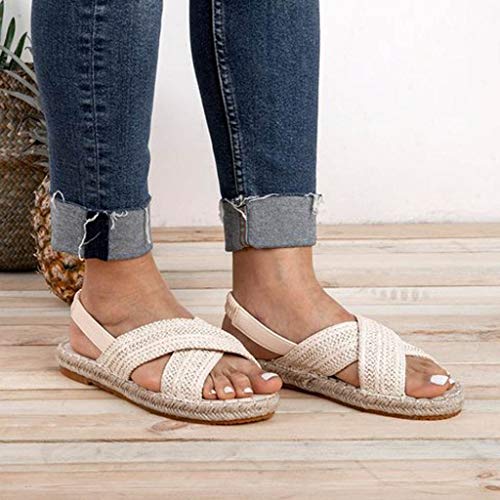 Sandalias Mujer Sandalias Mujer Verano 2019 Sandalias Planas Sandalias de Vestir Playa Chanclas para Mujer Zapatos Sandalias de Punta Abierta Roma Casual Sandalias Fiesta Cómodo Flip Flop vpass