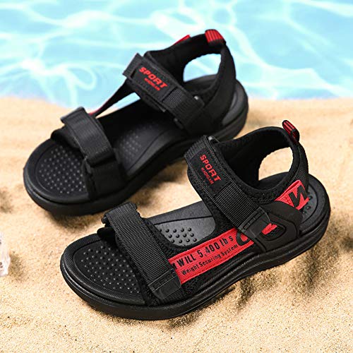 Sandalias Niños con Punta Abierta Sandals Kids Boys Zapatos Verano Niño para Playa Deportivas Negro Rojo Talla 31 EU