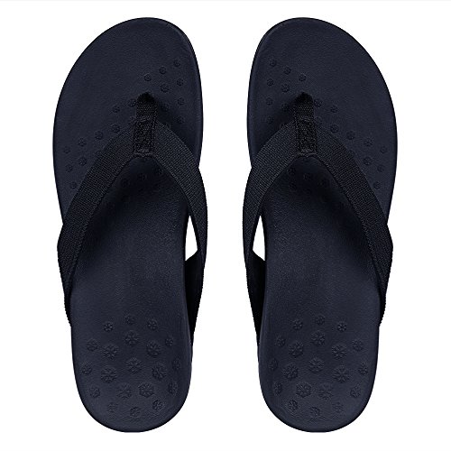 Sandalias ortopédicas con soporte de arco para mujer, sandalias ortopédicas para fascitis plantar, pies planos y dolor de pies, color Negro, talla 41.5/42 EU