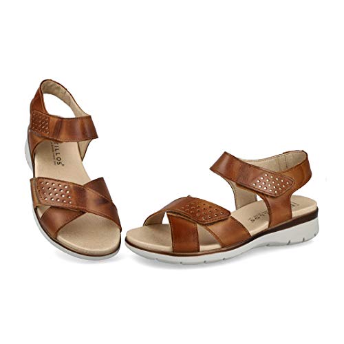 Sandalias Planas para Mujer Pitillos 2031 Cuero-Oro - Color - Cuero, Talla - 38