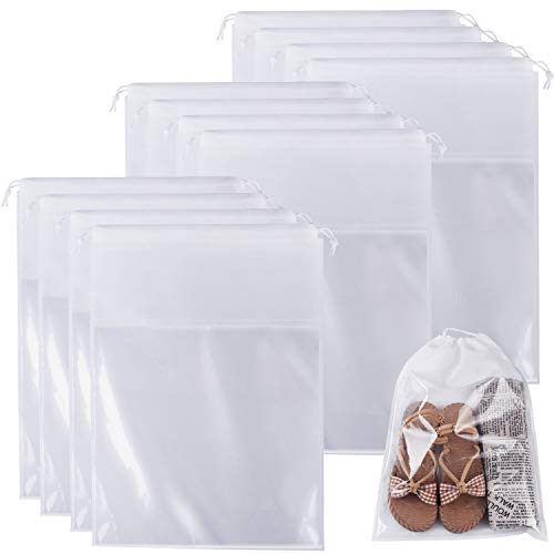 SATINIOR 12 Piezas Bolsa de Zapatos de Viaje Bolsa Organizador de Zapatos Bolsa de Almacenaje No Tejido con Ventana Transparente para Hombres Mujeres (Blanco, 17,3 x 12,6 Pulgadas)