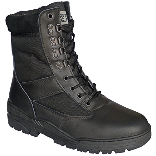 Savage Island Botas Negras Piel Tipo Militar, 42 EU