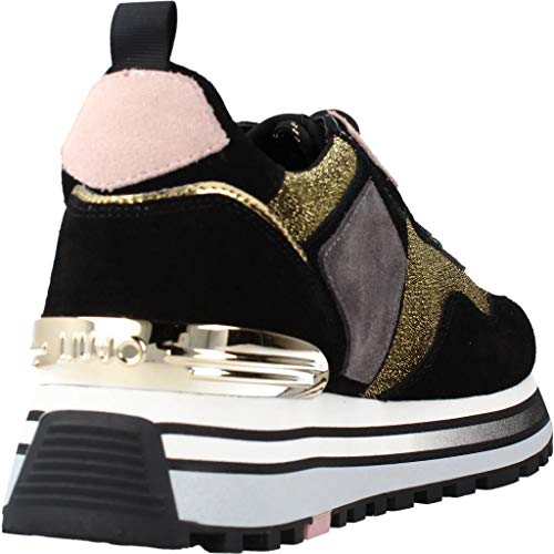 Scarpe Sneaker Liu-Jo Wonder Maxi Suede/Lurex Nero/Gold Donna D21LJ01