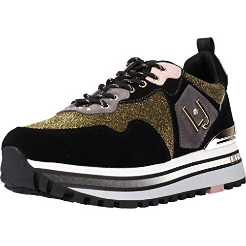 Scarpe Sneaker Liu-Jo Wonder Maxi Suede/Lurex Nero/Gold Donna D21LJ01