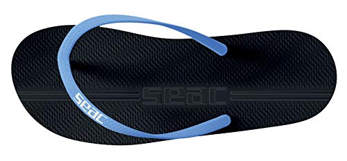 Seac Maui - Chanclas de Goma Antideslizantes de Grosor diferenciado, para Mujer y Hombre, Unisex Adulto, 1500013163436A, Negro Azul Claro, 43/44 EU