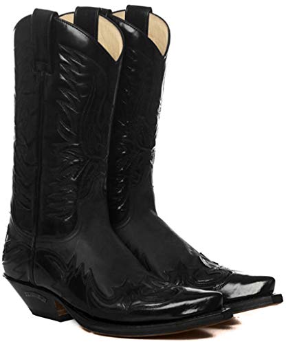 Sendra Boots Bota Western 3241 Cuervo Flora/Sprinter (42 EU, Negro/Negro)