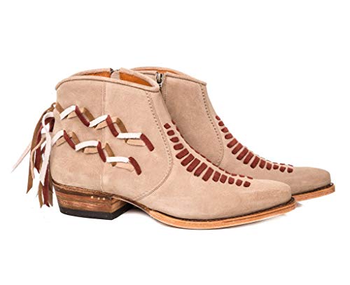 Sendra Boots Botín Western 13481 Coco en Serraje con pasados Indios en Contraste (36 EU, FIRENCE Bamby)