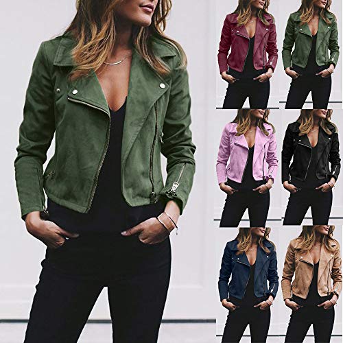 SHOBDW LiquidacióN Ventas Mujeres SeñOras Retro SóLido Remache Cremallera Chaqueta De Bombardero Fresco Ocasional De Manga Larga OtoñO Abrigo De Invierno Outwear