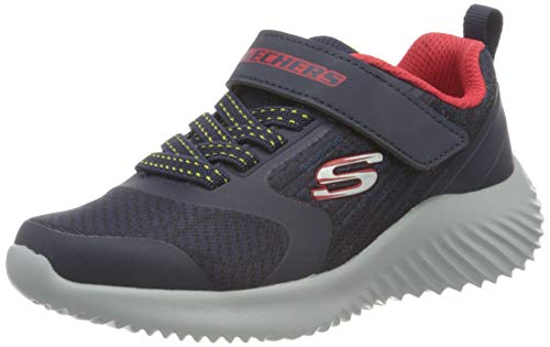 Skechers Bounder, Zapatillas, Textil Azul Marino Ribete de Oro Rojo, 35 EU